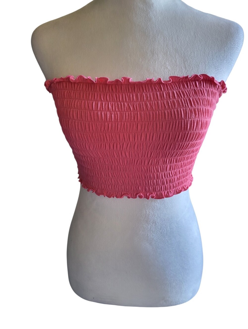 Forever 21Smocked Strapless Tube Top Pink sz S
